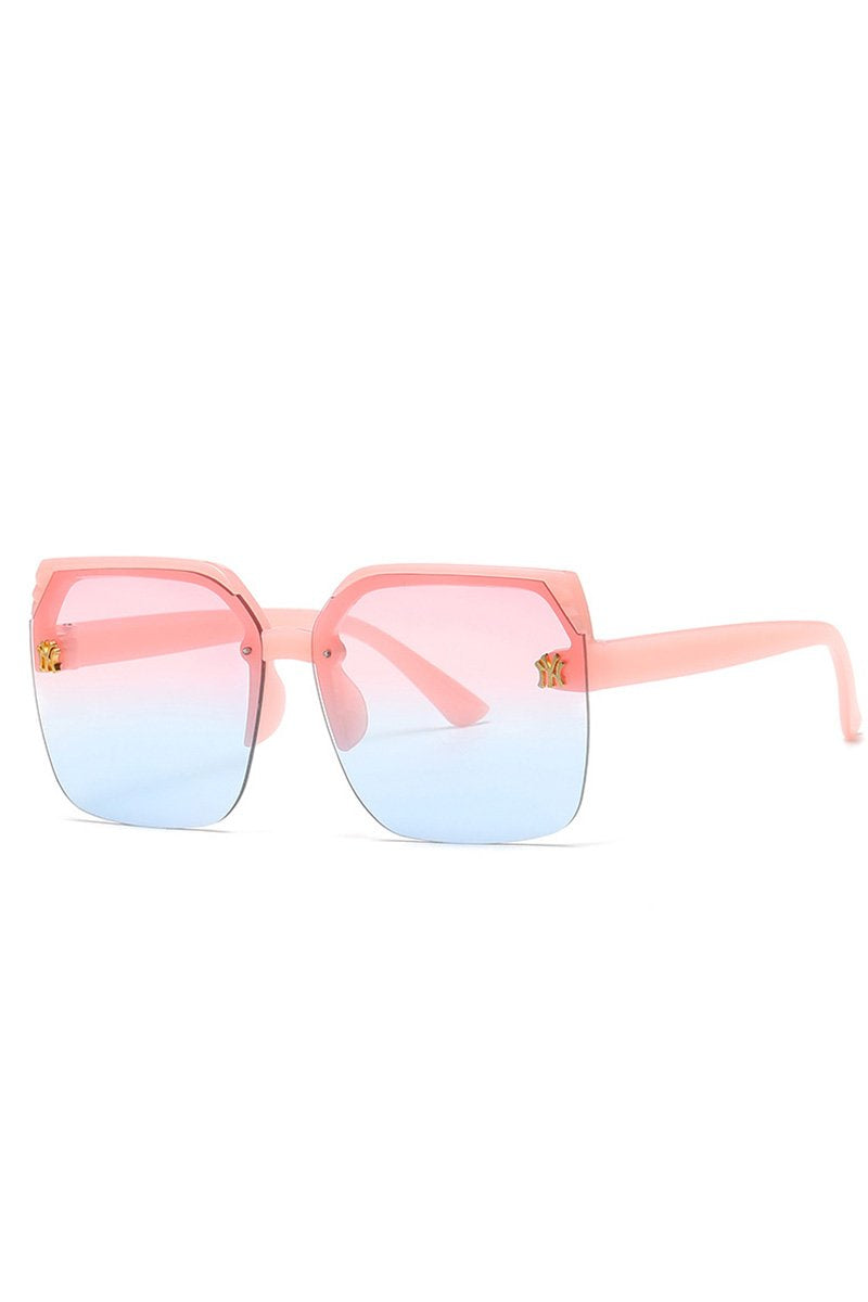 NY LOGO HALF FRAMELESS FASHION SUNGLASSES